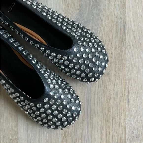 Mango Black Rhinestone Ballerina Flats - Picture 6 of 8